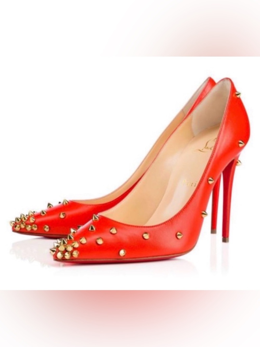 EUC [Christian Louboutin] Degraspike Red Stiletto Heels Pumps Women’s 37 / US 7 - Picture 2 of 16